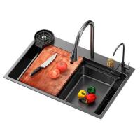 Мойка для кухни многофункциональная DIADONNA DS7545B Размер: 750х450х200, Нержавеющая сталь, цвет черный