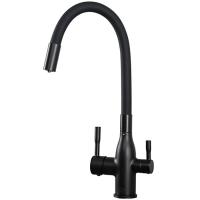 FRAP смеситель для кухни шаровый D35мм F4396-6 c подкл.к фильтру, гибкий излив, латунь, черный