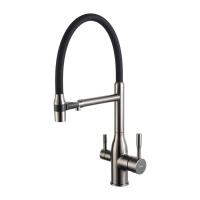 FRAP смеситель для кухни шаровый D35мм F4398-9 c подкл.к фильтру, латунь, оружейная сталь