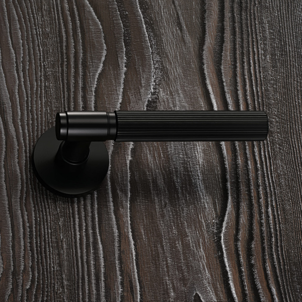 Ручки дверные ALLUR ART COLLECTION "ESTETA" BLACK (53150), цвет матовый черный. (Комплект ручек 2 шт)