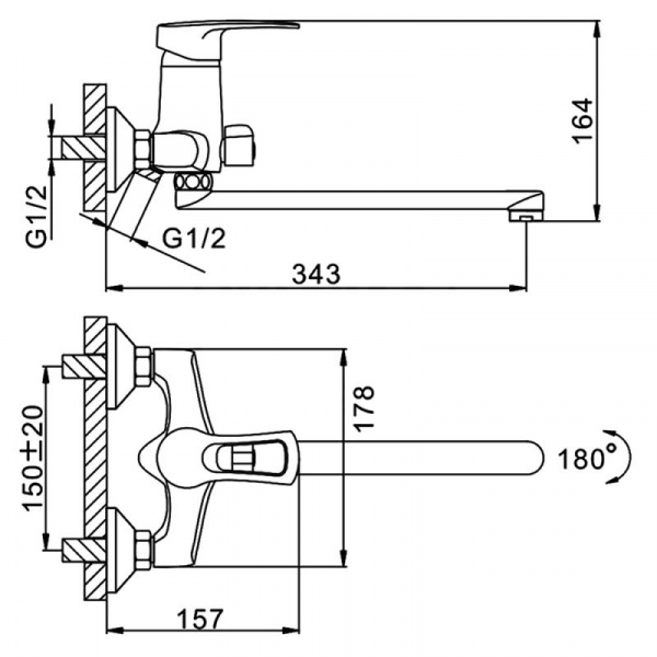 Смеситель для ванны FRAP D 40мм F22701-В